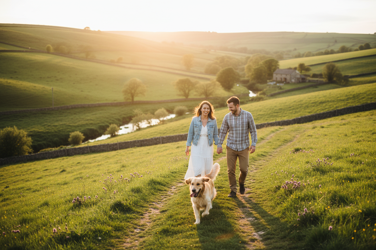 Tidy Earth Banner - Couple walking with dog in countryside