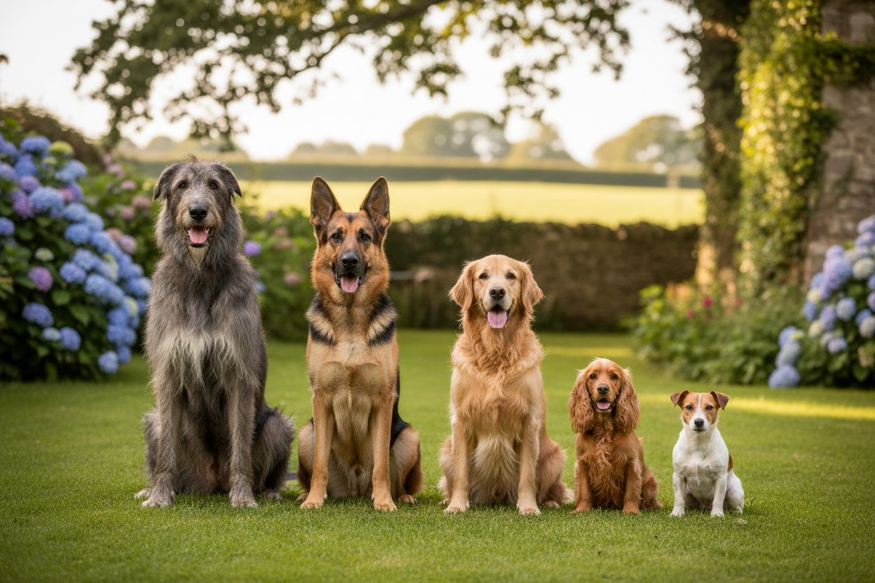 Dogs of all sizes with German Shepherd
